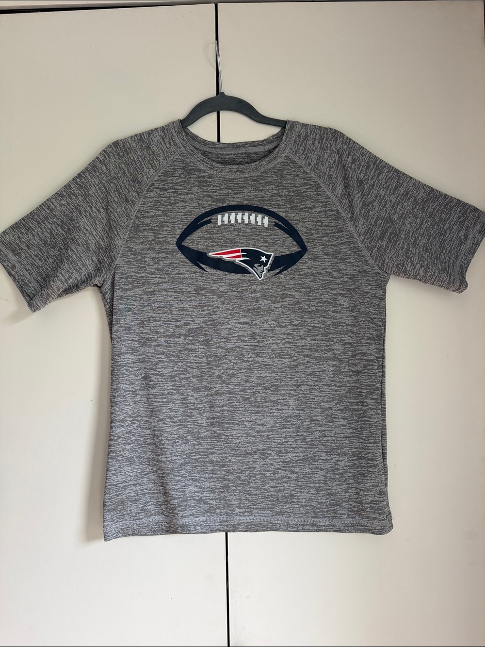 Team Apparel Gray Short-Sleeve Football Logo Tee with Navy and Red Accents